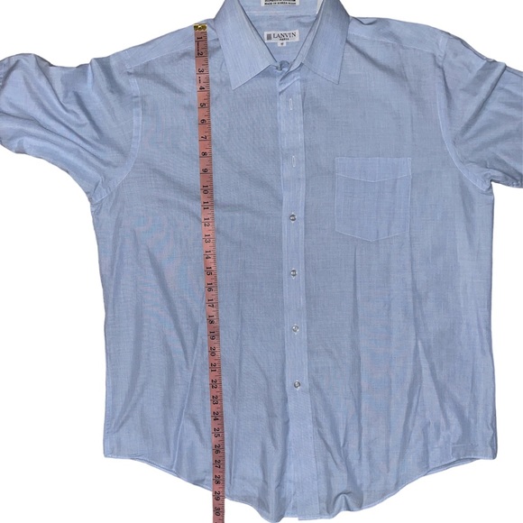 Lanvin Paris Short Sleeve Blue Button Down Shirt - Picture 9 of 9
